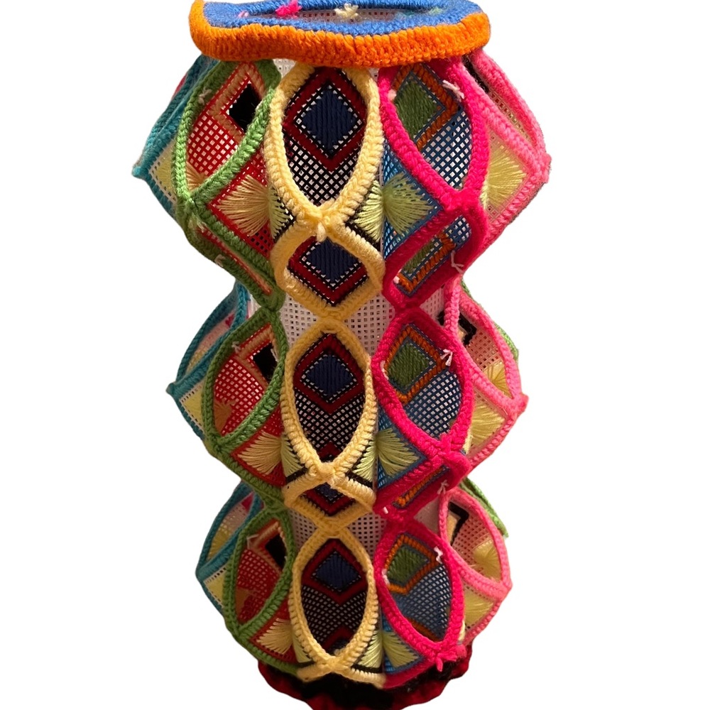 Beautiful handmade (knitting) vase for artificial flowers or plants